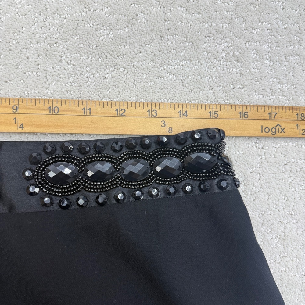 Harold's Evening Pants Womens 6 Black Beaded Waistband Wide Leg Crepe Trousers - Picture 14 of 16